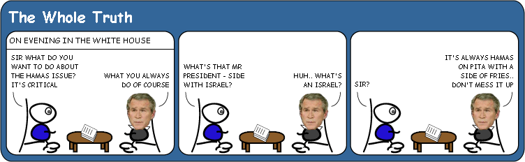 Bush Ponders The Hamas Issue cartoon
